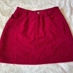 2/$35 Shein Red Corduroy Mini Unlined Skirt with Pockets Ladies Size XS
